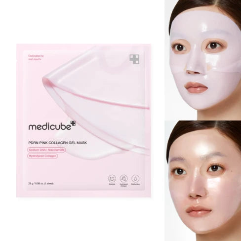 MEDICUBE - PDRN Pink Collagen Gel Mask CAJA X4 | Mascarilla Antiedad E Hidratante
